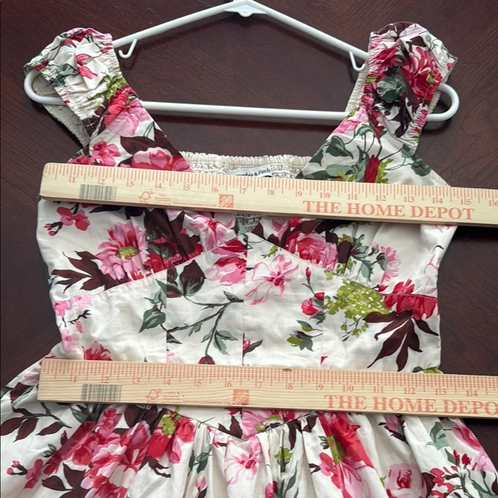 Abercrombie & Fitch Cream and Pink farm milkmaid cottagecore Pleated Maxi Dress